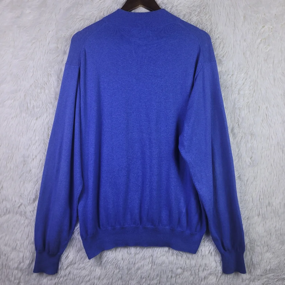 Peter Millar Mens XL Luxury Blend Cotton Cashmere 1/4 Zip Periwinkle Preppy Golf